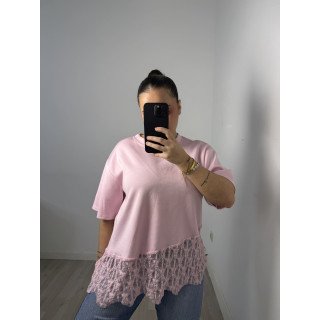 CAMISETA BALEN ENCAJE ROSA