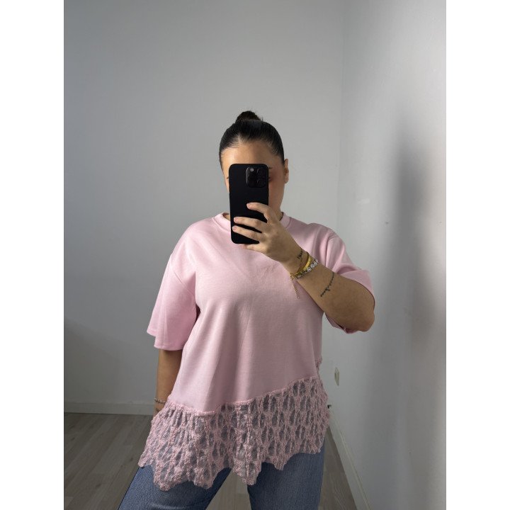 CAMISETA BALEN ENCAJE ROSA