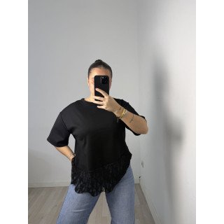 CAMISETA BALEN ENCAJE NEGRA
