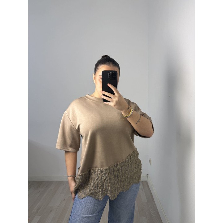 CAMISETA BALEN ENCAJE CAMEL