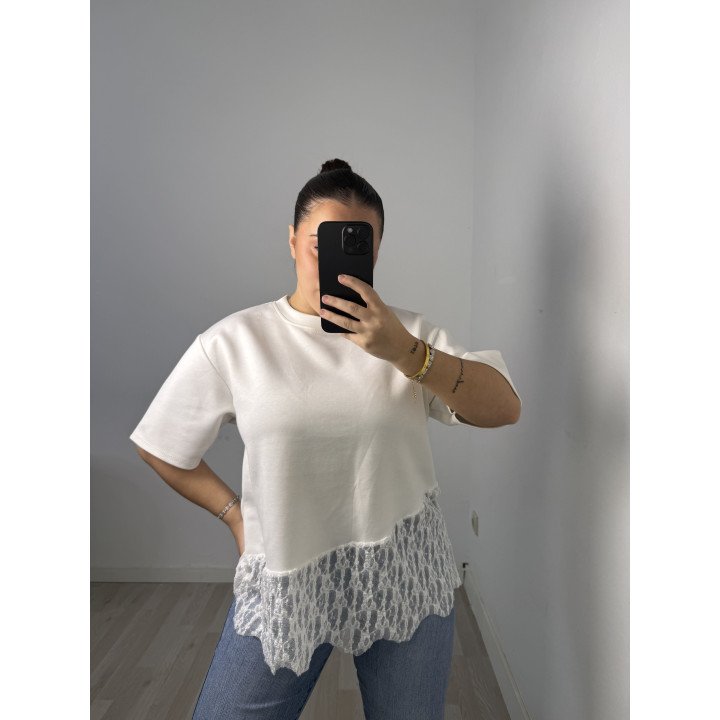 CAMISETA BALEN ENCAJE BLANCA