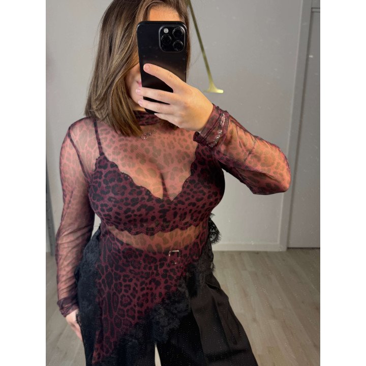 LENCERA SHEER LEOPARDO
